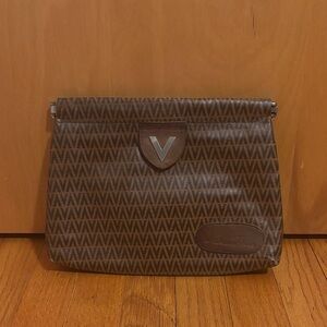 Mario Valentino Brown V-Pattern Clutch